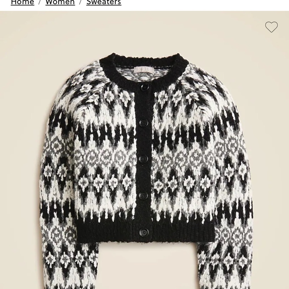 J. Crew fair isle Black and White Patterned Cardiganp